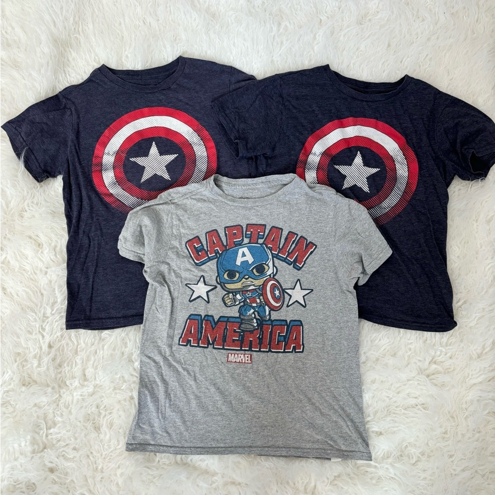 Boys Captain America T-Shirts Medium (3 shirts)
